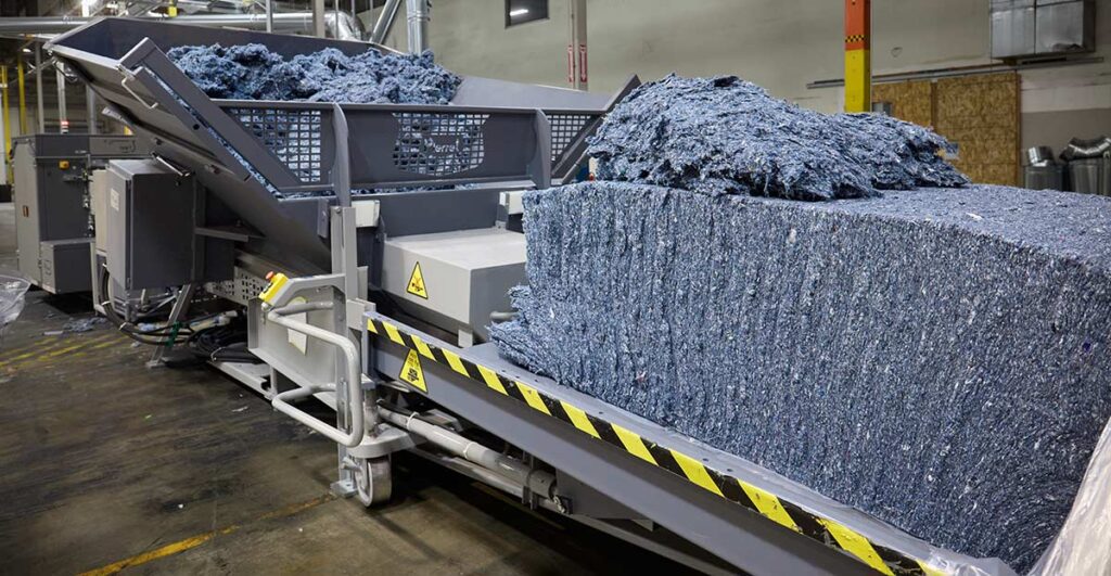 Denim getting a second life at Looptworks with downcycling methods to extend the life of old jeans.