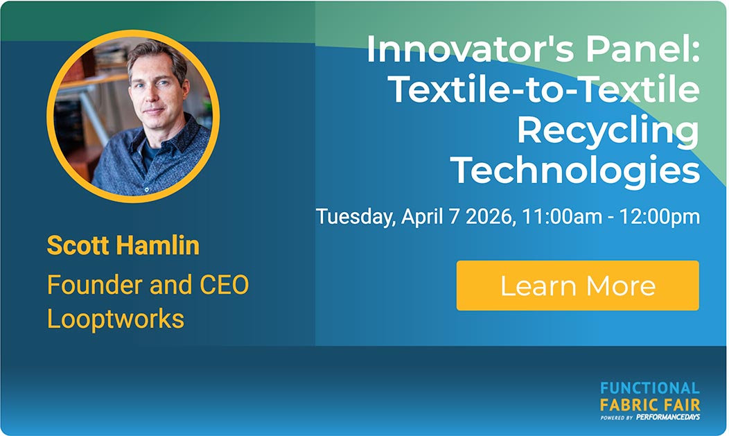 Scott Hamlin will speak about Textile Circularity at the 2026 Functional Fabric Fair