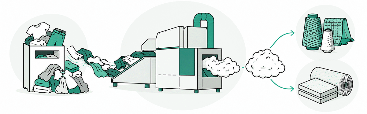 Where do textiles go after donation? The infrastructure is still being built, but the goal is to keep the materials in the production cycle to be reused. Circular